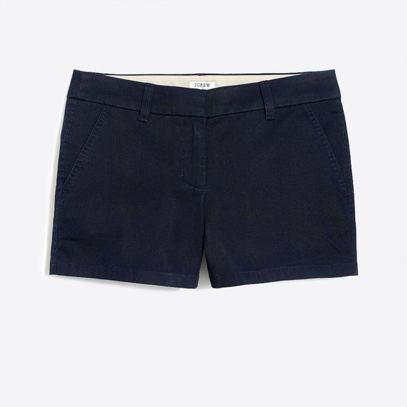 J Crew Factory Women Navy 3.5 In Classic Chino Shorts size 4 Blue Stretch Preppy - Picture 10 of 10